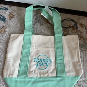 Trader Joe’s mini Canvas green shopping tote bags.